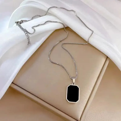 Simple Geometric Pendant Necklaces for Men Women Rectangle Stainless Steel Jewelry Cadenas Para Hombre Collares Para Mujer - Ellianto fashion Men's