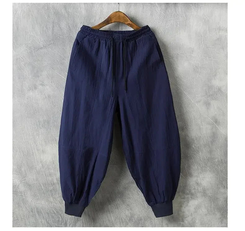 Autumn Men's Linen Casual Pants Loose-fit Trendy Bloomers - Ellianto fashion Men's