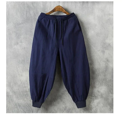 Autumn Men's Linen Casual Pants Loose-fit Trendy Bloomers - Ellianto fashion Men's