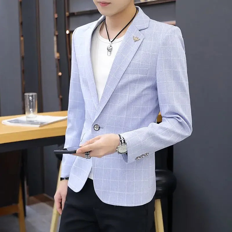 2025 Party Linen Gray Men's Suit Jackets Single Breasted Coat Male Blazer Summer New in Simple Clothing Fashion 2024 Casual Classic - Ellianto fashion Men's