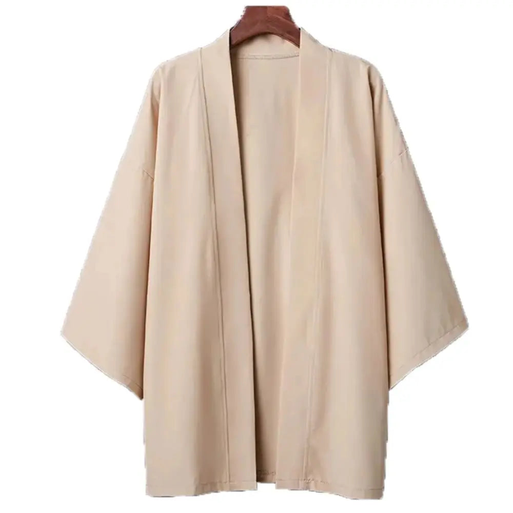 Kimono Men Cloak Kimono Para Hombre Black Coat White Cloak Beach Shirt Summer Haori Men Unisex Samurai Clothing Japanese Men - Ellianto fashion Men's