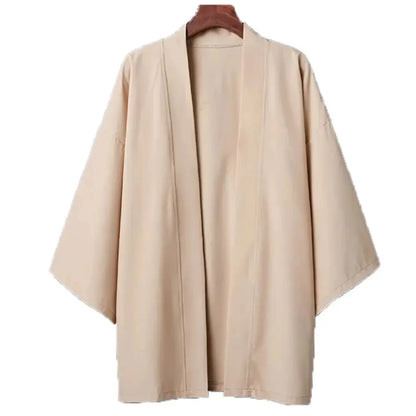 Kimono Men Cloak Kimono Para Hombre Black Coat White Cloak Beach Shirt Summer Haori Men Unisex Samurai Clothing Japanese Men - Ellianto fashion Men's