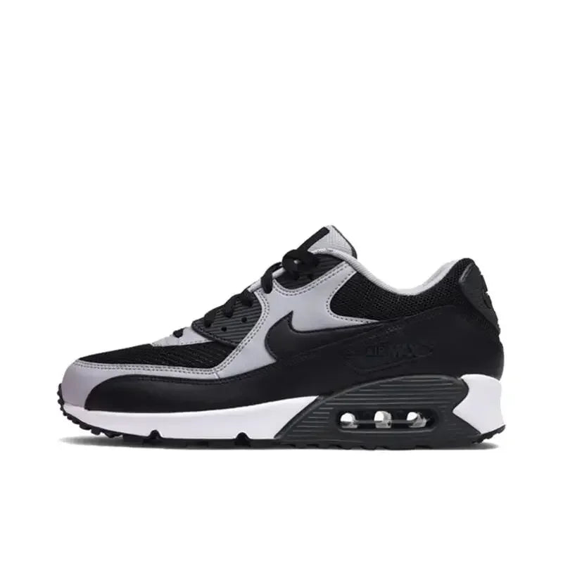 Nike Air Max 90 Men's Women's Fabric Leather Sports Against Impact Anti Slip Fashion Outdoor Low Running Shoes Black Grey - Ellianto fashion Men's