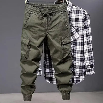American Style Elastic Casual Pants Men's Trendy Handsome Loose Fit Comfortable Breathable Fashionable Straight Leg Trousers - Ellianto fashion Men's