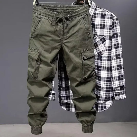 American Style Elastic Casual Pants Men's Trendy Handsome Loose Fit Comfortable Breathable Fashionable Straight Leg Trousers - Ellianto fashion Men's