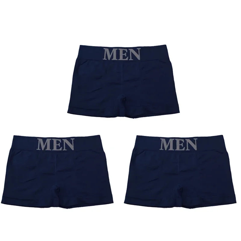3Pcs/Lot Men's Panties Underwear Boxers Breathable Man Boxer Solid Underpants Comfortable Male Brand Shorts Black Blue Underwear - Ellianto fashion Men's