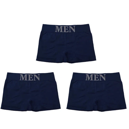3Pcs/Lot Men's Panties Underwear Boxers Breathable Man Boxer Solid Underpants Comfortable Male Brand Shorts Black Blue Underwear - Ellianto fashion Men's