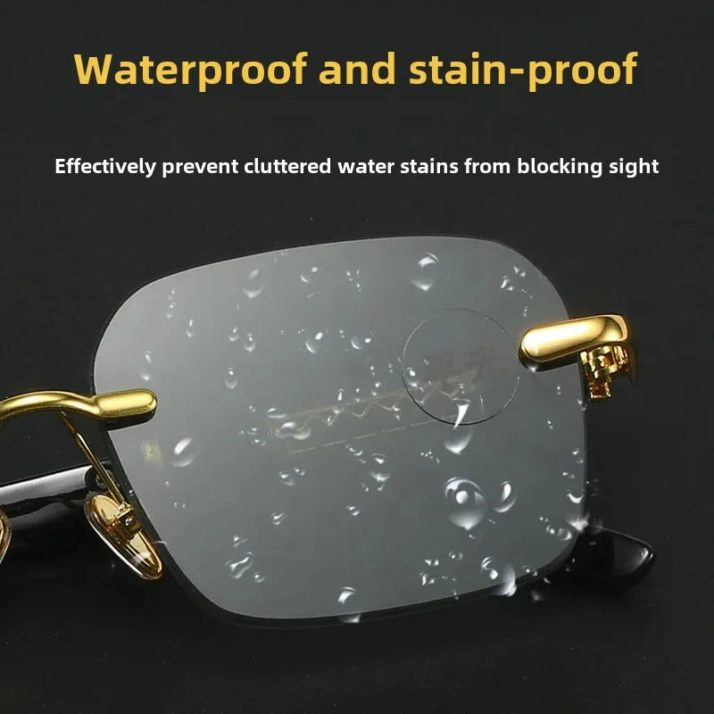 Natural Crystal Stone Eye Glasses Green Unique Eastern Sea Old Material Men's Women's Rimless High-End Eye Protection Sun Glasse