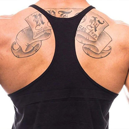 Men's Basic Solid Color Cotton Tank Tops Sleeveless Y-Back Vest Gym Muscle Training Athletic Workout Undershirt Activewear - Ellianto fashion Men's