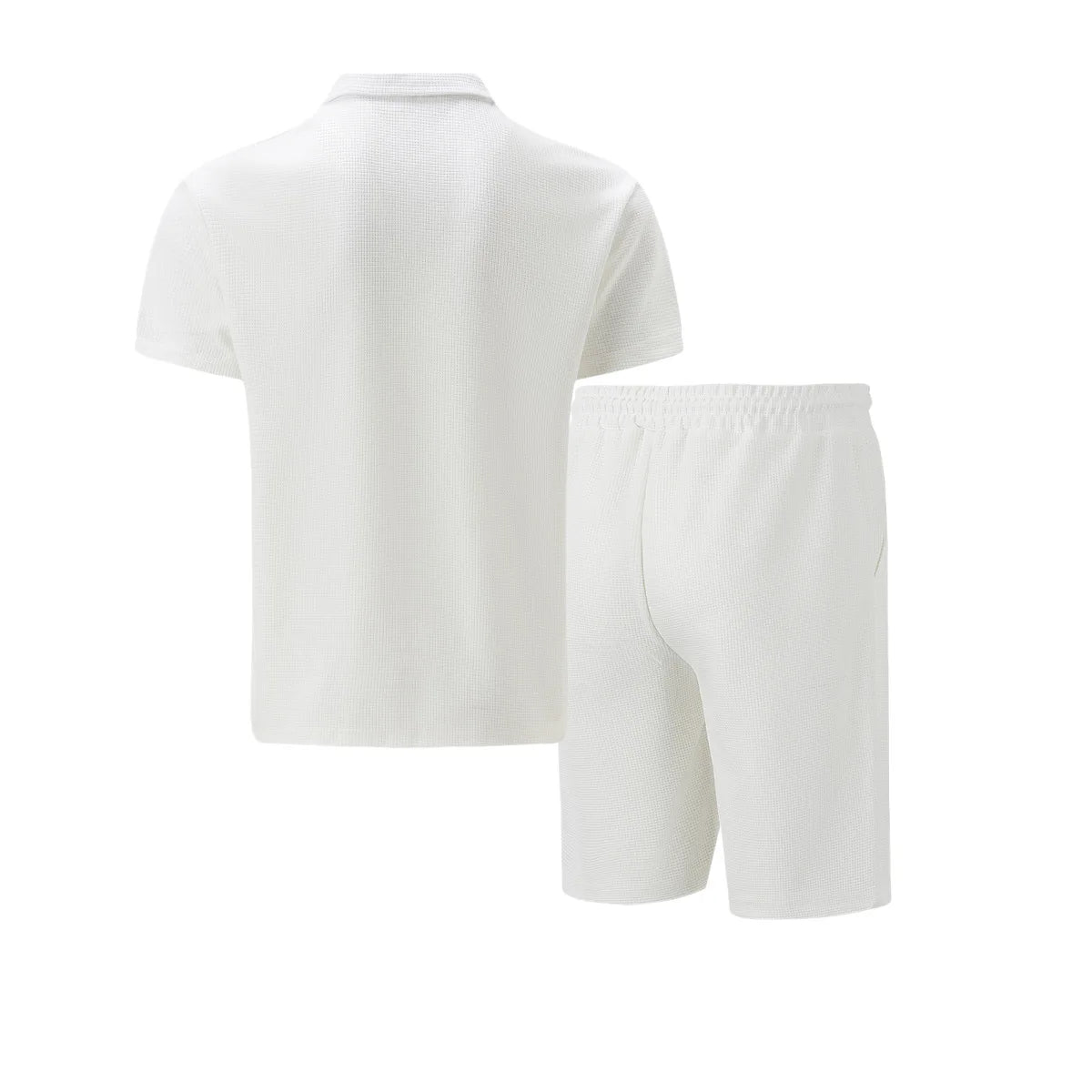 2025 simple men's suit summer new short sleeve shorts two-piece outdoor leisure handsome men's solid color trend suit - Ellianto fashion Men's