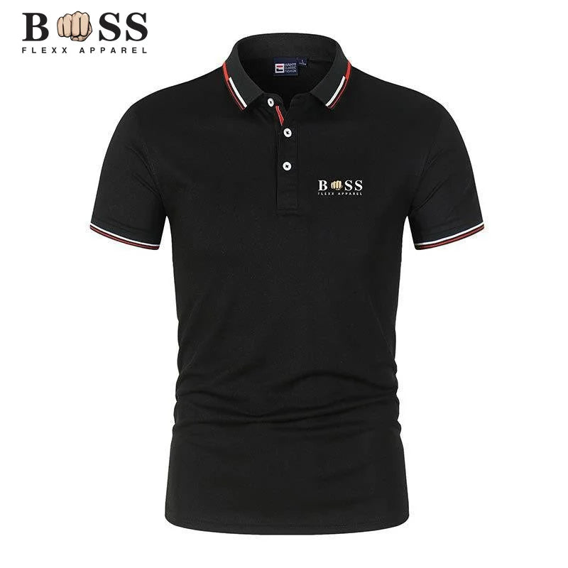 2025 New Fashion BSS FLEXX APPAREL Brand Polo Shirt Men's Summer Standing Neck Slim Fit Solid Color Breathable Casual Men's Polo - Ellianto fashion Men's