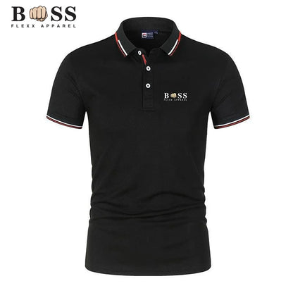 2025 New Fashion BSS FLEXX APPAREL Brand Polo Shirt Men's Summer Standing Neck Slim Fit Solid Color Breathable Casual Men's Polo - Ellianto fashion Men's