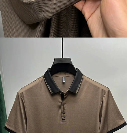 High end brand trend printed short sleeve POLO shirt men's 2025 summer new fashionable lapel casual T-shirt comfortable cool top - Ellianto fashion Men's