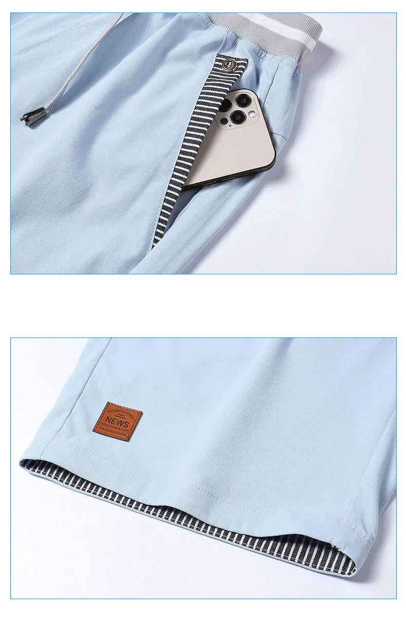 Shorts Man Summer Breathable Lightweight Short Pants Fashion Casual Board Shorts Casual Elastic Waist Drawstring Beach Shorts - Ellianto fashion Men's