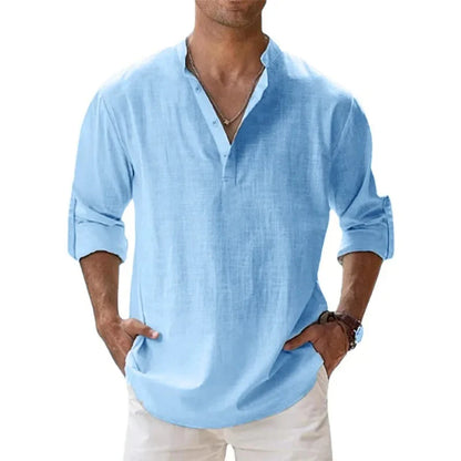 Lightweight Streetwear Henley – Breathable Cotton-Linen Comfort and Effortless Style for the Modern Man