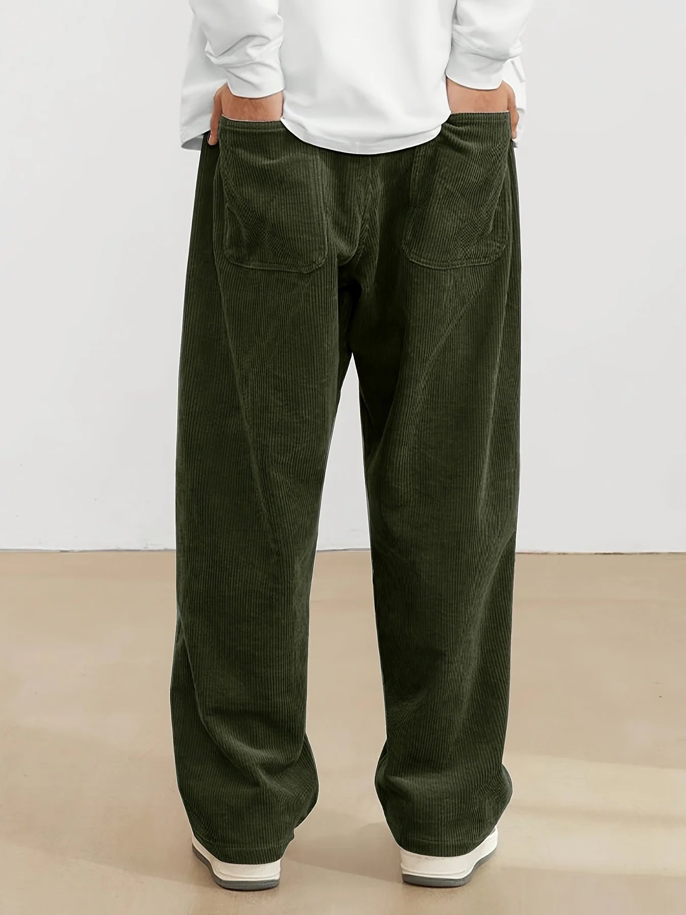 Corduroy pants men clothing Sweatpants Loose-Fit Casual Pants man baggy hosen Regular Length Trousers men cargo pants women - Ellianto fashion Men's