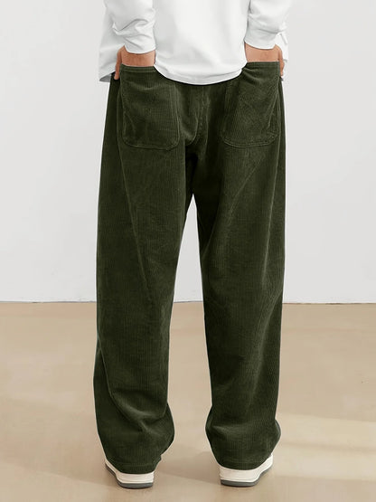Corduroy pants men clothing Sweatpants Loose-Fit Casual Pants man baggy hosen Regular Length Trousers men cargo pants women - Ellianto fashion Men's