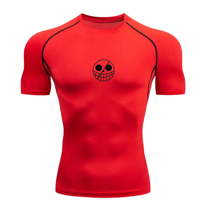 Men’s Performance Sportswear Set – Anime-Inspired Tracksuit with Compression Leggings, Gym Shorts & Rash Guard