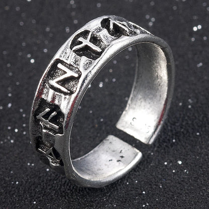 Viking Rune Symbol Rings for Men Vintage Compass Stone Meditation Ring Trendy Jewelry Gifts Open Ring Adjustable - Ellianto fashion Men's
