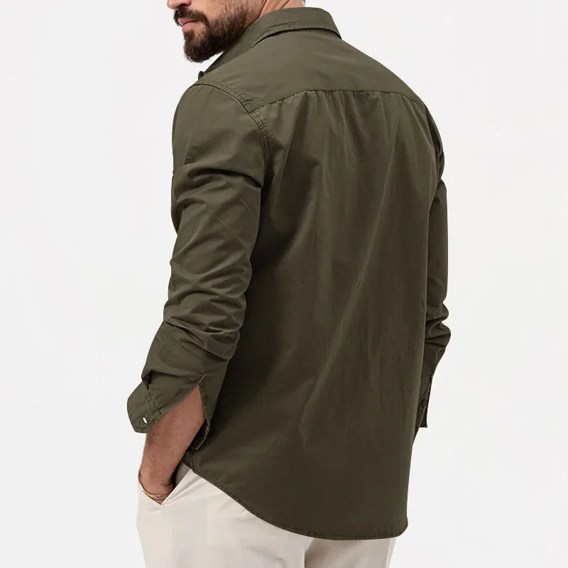 Men Shirt Mens Business Casual Shirts 2020 New Arrival Men Famous Brand Clothing Army Green Long Sleeve Camisa Masculina - Ellianto fashion Men's