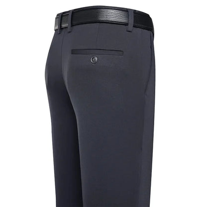Suit Pants Men Business Casual Trousers Formal Dress Straight Pants Elastic Black Navy Blue Male Clothing - Ellianto fashion Men's