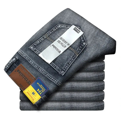Wthinlee New Business Men's Jeans Casual Straight Stretch Fashion Classic Blue Black Work Denim Trousers Male Brand Clothing - Ellianto fashion Men's