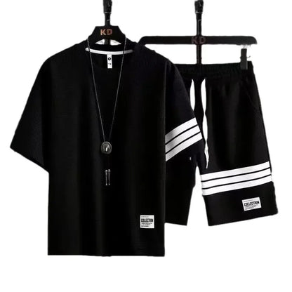 Men's Sportswear Set Summer Short Sleeve T-shirt Casual Shorts Two-piece Trendy Fashion Cross-Border Bestseller - Ellianto fashion Men's