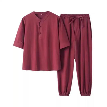 Men's Chinese Style Buddhist Zen Suit Cotton Linen Outfit For Paying Respect To Buddha Women's Version Zen Tang Costume - Ellianto fashion Men's