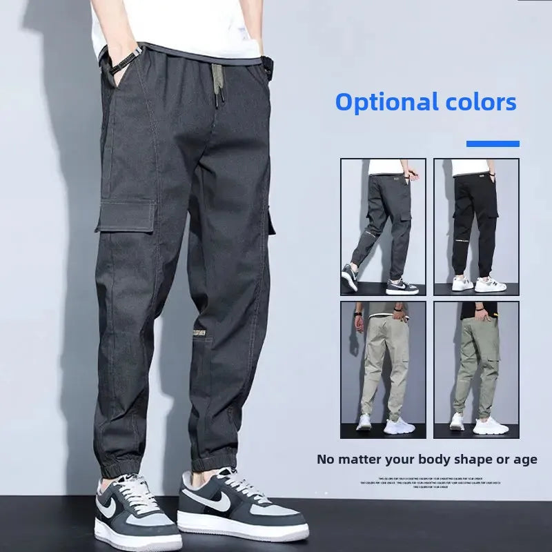 Summer Thin Men's Harajuku Cargo Pants Loose-Fit Sports Trendy Versatile Ankle-Length Casual Trousers - Ellianto fashion Men's