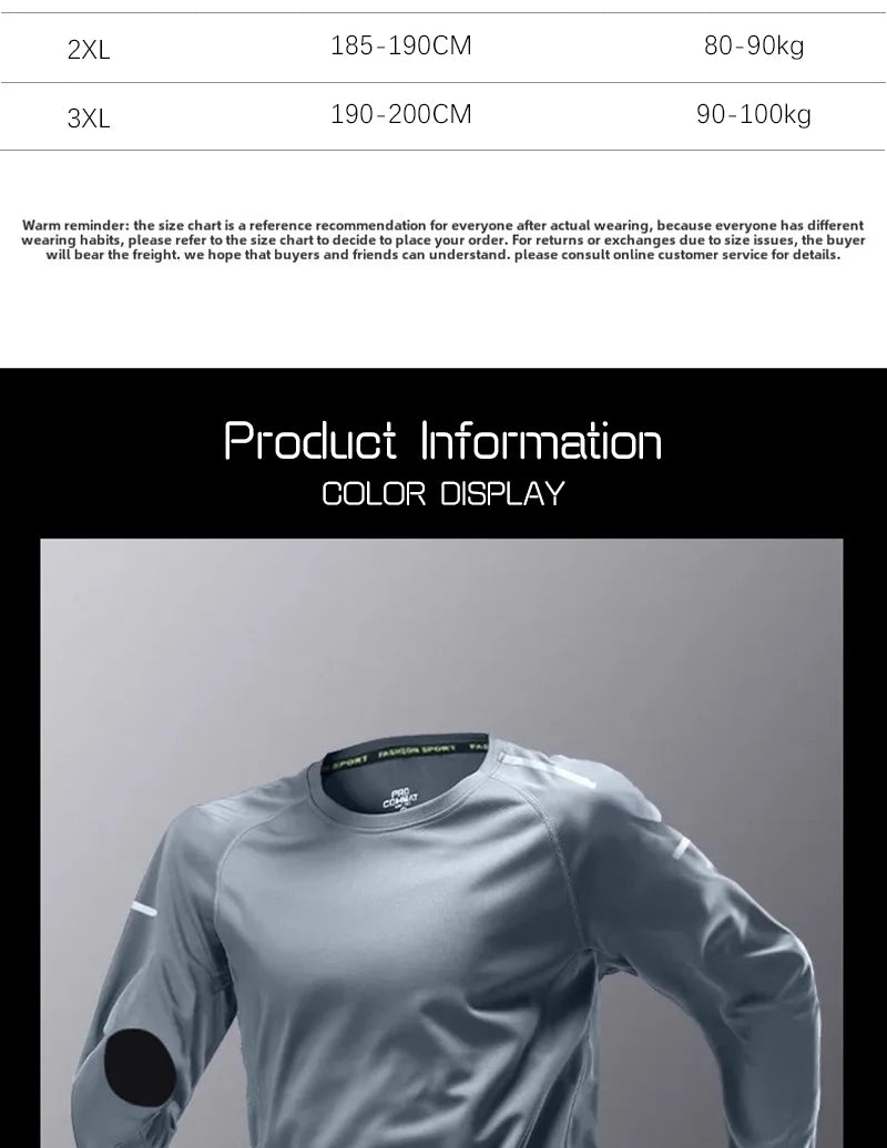 Men's Running Quick-drying Clothes Long Sleeve Running Training Fitness Morning Sports Cycling Mountaineering Men Clothes Tops - Ellianto fashion Men's