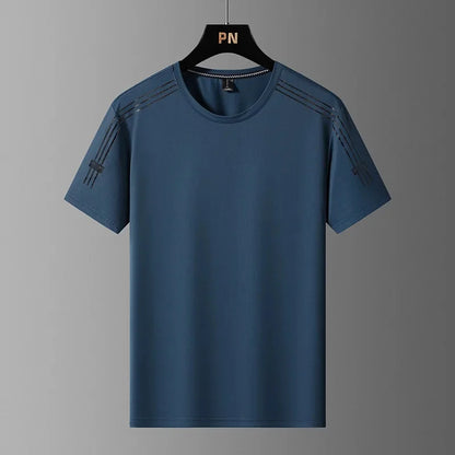 Summer Printed Ice Silk Men's T-shirt Sport Casual Running Fitness Breathable Short Sleeve Large Size Quick Dry Top - Ellianto fashion Men's