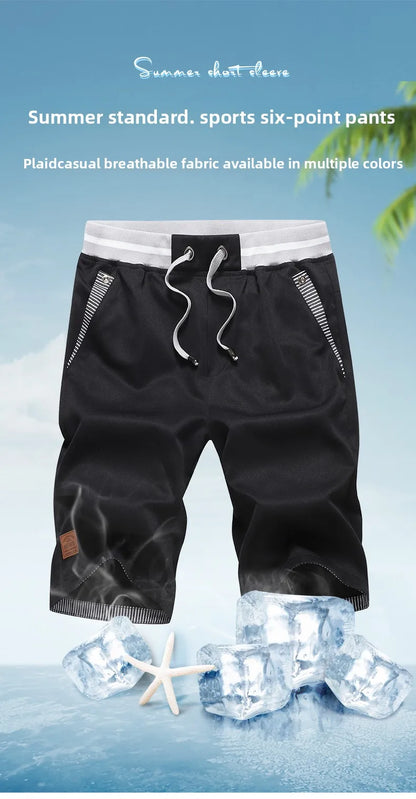 Shorts Man Summer Breathable Lightweight Short Pants Fashion Casual Board Shorts Casual Elastic Waist Drawstring Beach Shorts - Ellianto fashion Men's