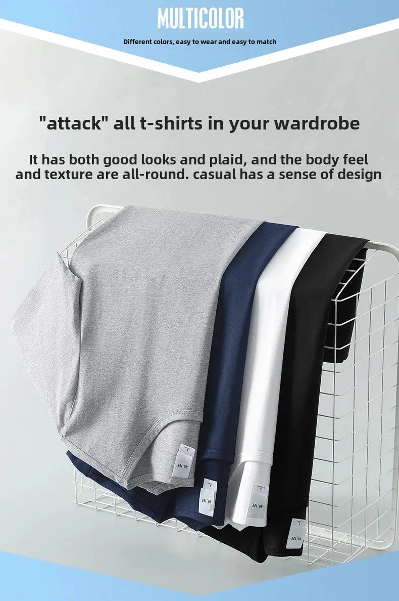 Summer Modal Ice Silk Thin Short Sleeve Men's T-shirt Pure Color Half Sleeve Base Shirt Hot Sale Of The Season Body Fit Tee Crew - Ellianto fashion Men's