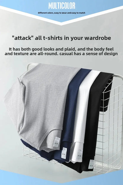 Summer Modal Ice Silk Thin Short Sleeve Men's T-shirt Pure Color Half Sleeve Base Shirt Hot Sale Of The Season Body Fit Tee Crew - Ellianto fashion Men's