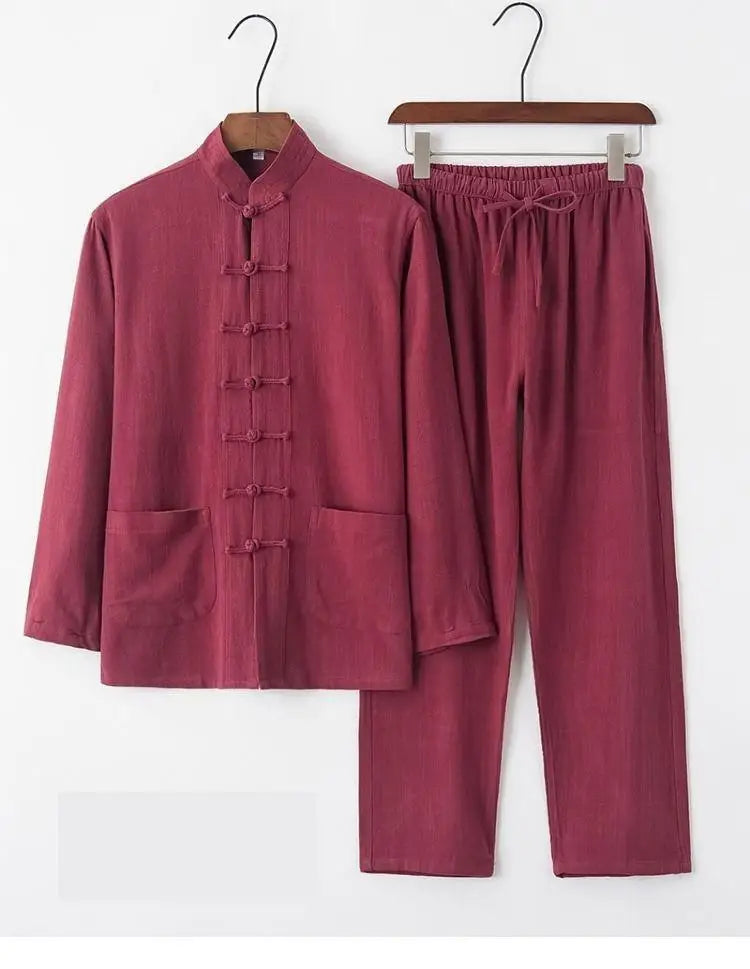 Hanfu Men Chinese Clothes for Men News Year Top Pant Hanfu Kung Fu Clothing Blouse Party Male Tang Suit Plus Size M-XXXXXL - Ellianto fashion Men's