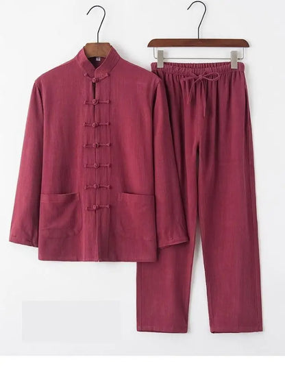 Hanfu Men Chinese Clothes for Men News Year Top Pant Hanfu Kung Fu Clothing Blouse Party Male Tang Suit Plus Size M-XXXXXL - Ellianto fashion Men's
