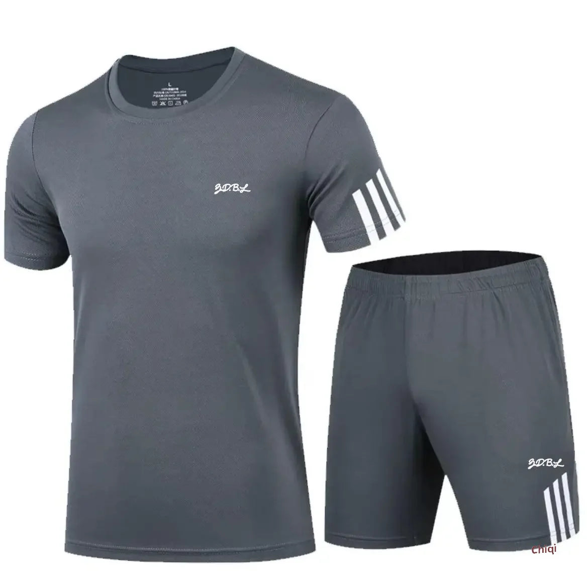2025 Summer New Men's Round Neck Short Sleeve Casual Loose-fit Quick Dry Breathable Sports Suit - Ellianto fashion Men's