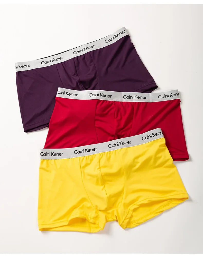 5Pcs/Men's Shorts Brand Underwear Fashion Trend Sexy Boxer Breathable Soft Boxers Men Classic Black Solid Color Underwear Men - Ellianto fashion Men's