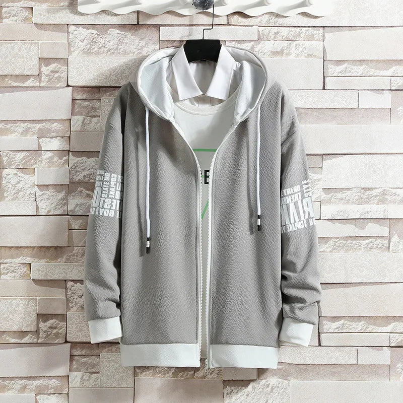 Casual Men's Sport Suit Loose Fit Hooded Cardigan Sweatshirt Pants Set Spring Autumn Season Stylish Outfit - Ellianto fashion Men's