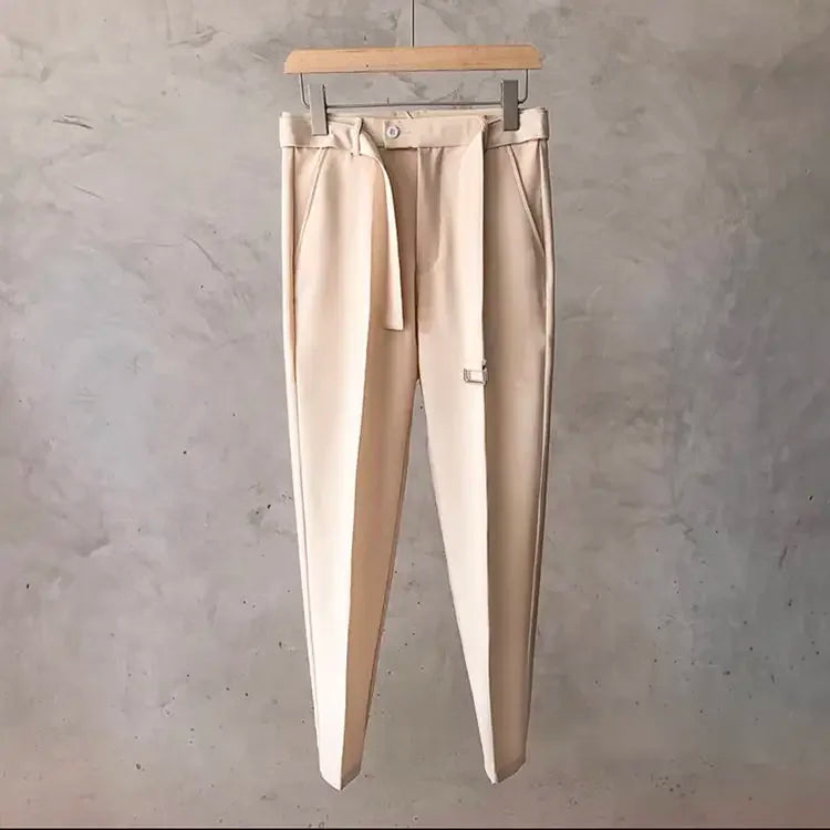 Draped Office Trousers For Men Fluid White Man Suits Pants Work Summer 2024 Chinese Homme Clothing Premium Stylish Formal 2025 trend - Ellianto fashion Men's