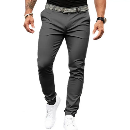 Slim Fit Suit Pants Men's Slim Fit Solid Color Suit Pants with Mid-rise Slant Pockets Zipper Fly for Business Office Workwear - Ellianto fashion Men's