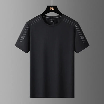 Summer Printed Ice Silk Men's T-shirt Sport Casual Running Fitness Breathable Short Sleeve Large Size Quick Dry Top - Ellianto fashion Men's