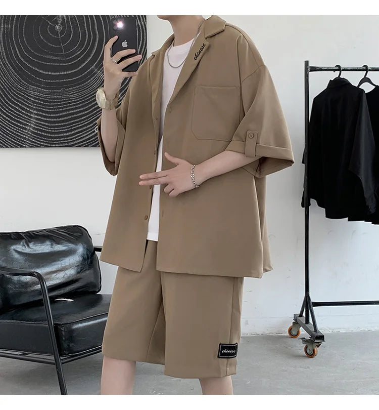 Set Faionable Casual Men's ort Sve Suit irt And orts Thin Summer Two-Piece Set Teenager Five-Quarter Pants Seven-Quart... - Ellianto fashion Men's