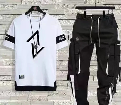 Men's Summer Thin Short Sleeve Casual Trousers Sport Suit Loose Fit Half Sleeve Tee Shirt One Set Chinese Mainland Origin - Ellianto fashion Men's