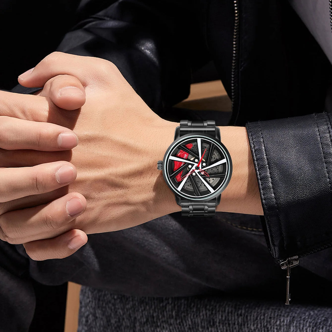 UTHAI CQ324 Fashionable Men watch with wheel clamp design,rotating hollow quartz watch,cool clock gift watches for man - Ellianto fashion Men's