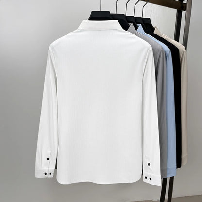Wrinkle-Free Long-Sleeve Dress Shirt – Smart Cotton Blend with No-Trace Pressing Technology for a Sharp, Confident Look