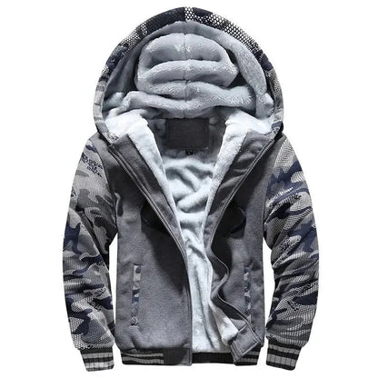 Men’s Hooded Fleece-Lined Baseball Jacket – Warm, Thickened Sweatshirt with Sporty Korean Style for Autumn-Winter Comfort