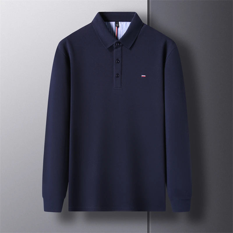2025 New Men's Casual and Fashionable Embroidered Long Sleeved Polo Shirt Comfortable Breathable and Versatile Summer Top - Ellianto fashion Men's