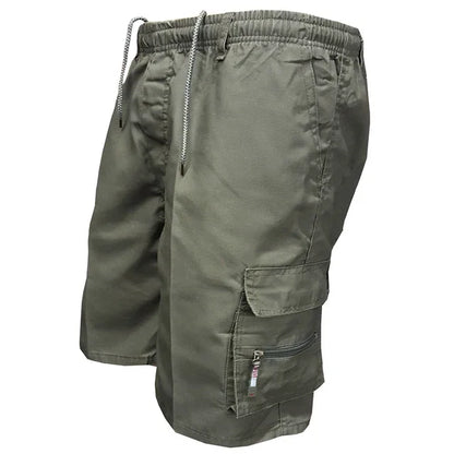 Men's Tactical Shorts Summer Casual Cargo Shorts Knee-length Multi-pockets Elastic Waist Work Hiking Overalls Short Pants Male - Ellianto fashion Men's