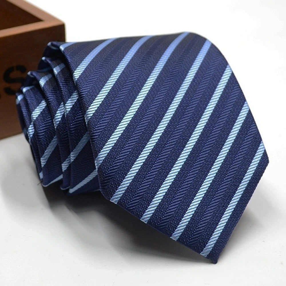 Classic Stripe Necktie Men Business Formal Wedding Tie 8cm Blue Black Pink Red Neck Ties Fashion Shirt Dress Accessories - Ellianto fashion Men's